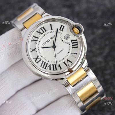 Swiss 2824 Cartier Ballon Bleu de 42mm Copy Watch Two Tone Strap